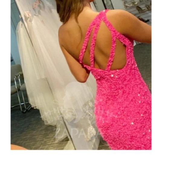 Women's Zapaka Hot Pink One Shoulder Sequins Homecoming Dress Size 2 - - Picture 2 of 6
